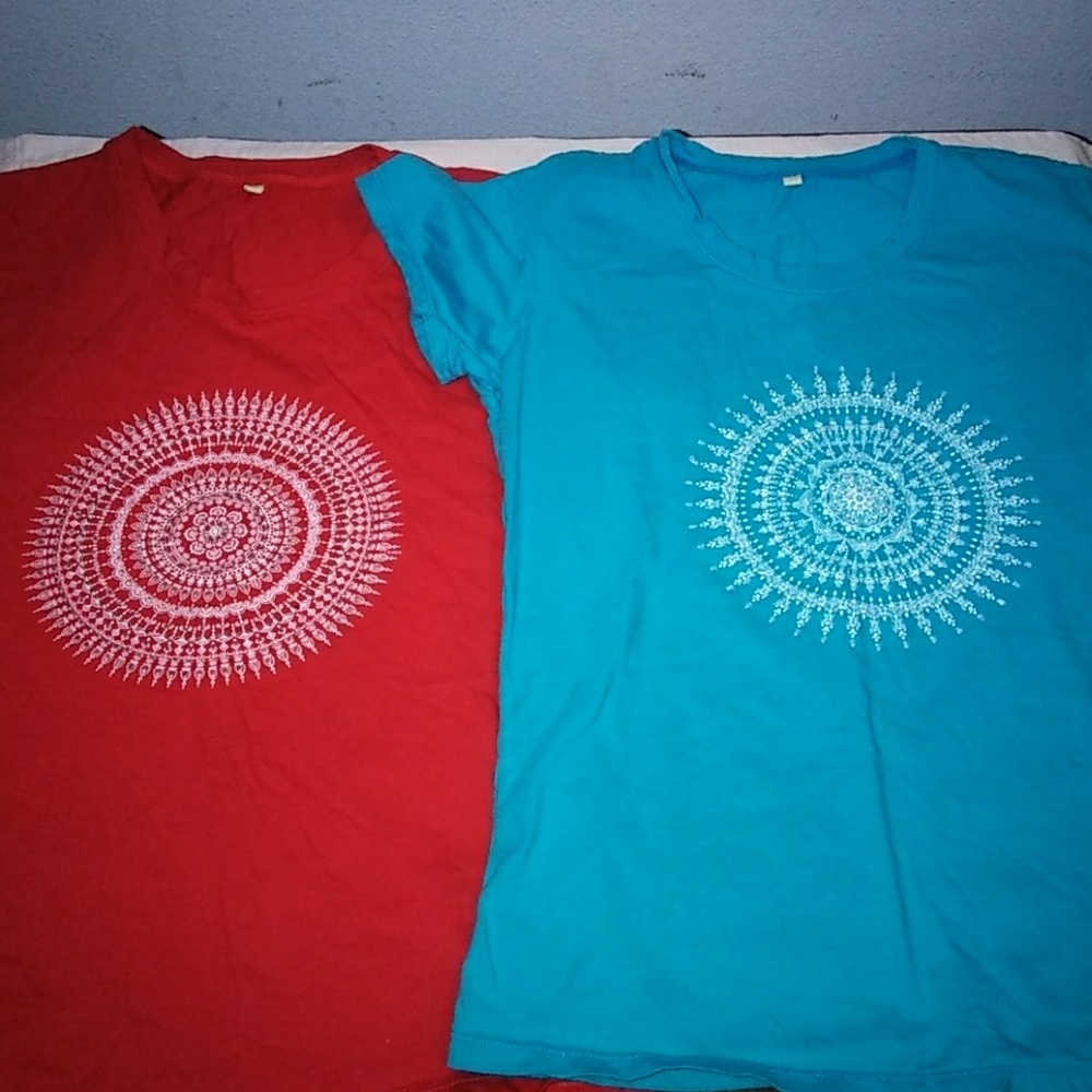 NWOT, (2) XS shirts, 16 in pit to pit, 20 in long, 100% cotton